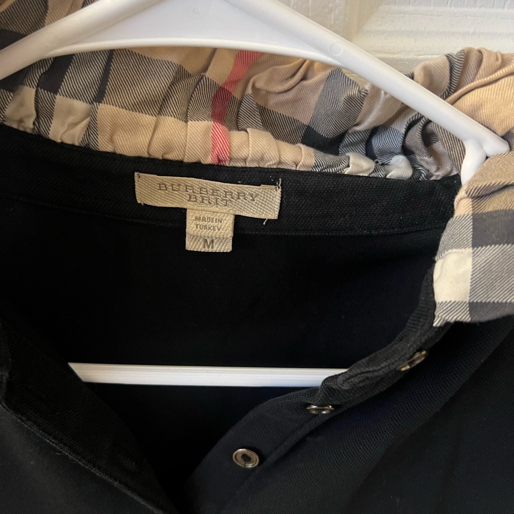 Burberry Black Top with Checkered Collar